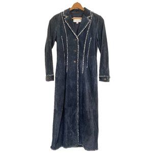 Wilsons Leather Maxima Suede Fringe Trench Coat